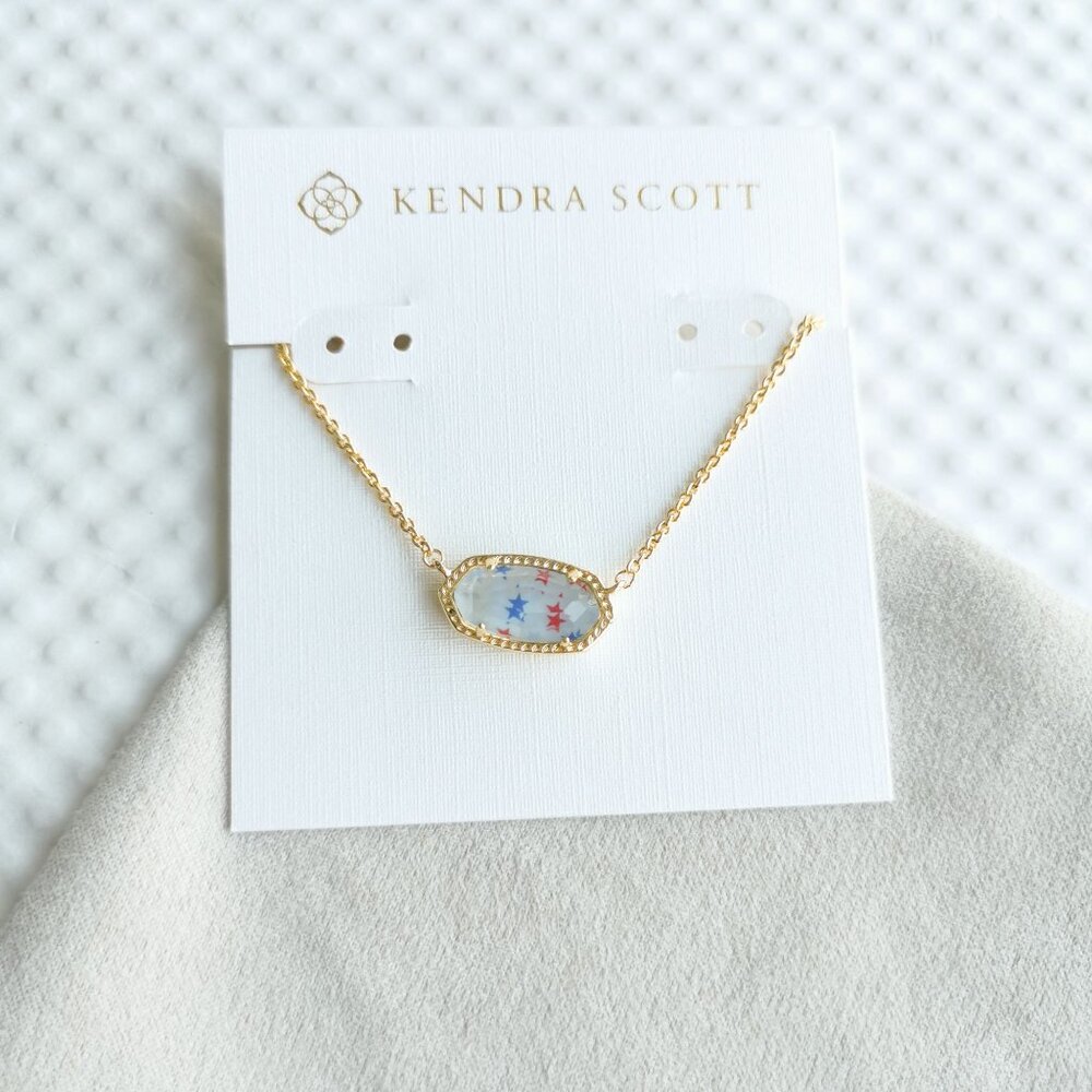 Kendra Scott Gold Red White Blue Star Elisa Necklace NEW